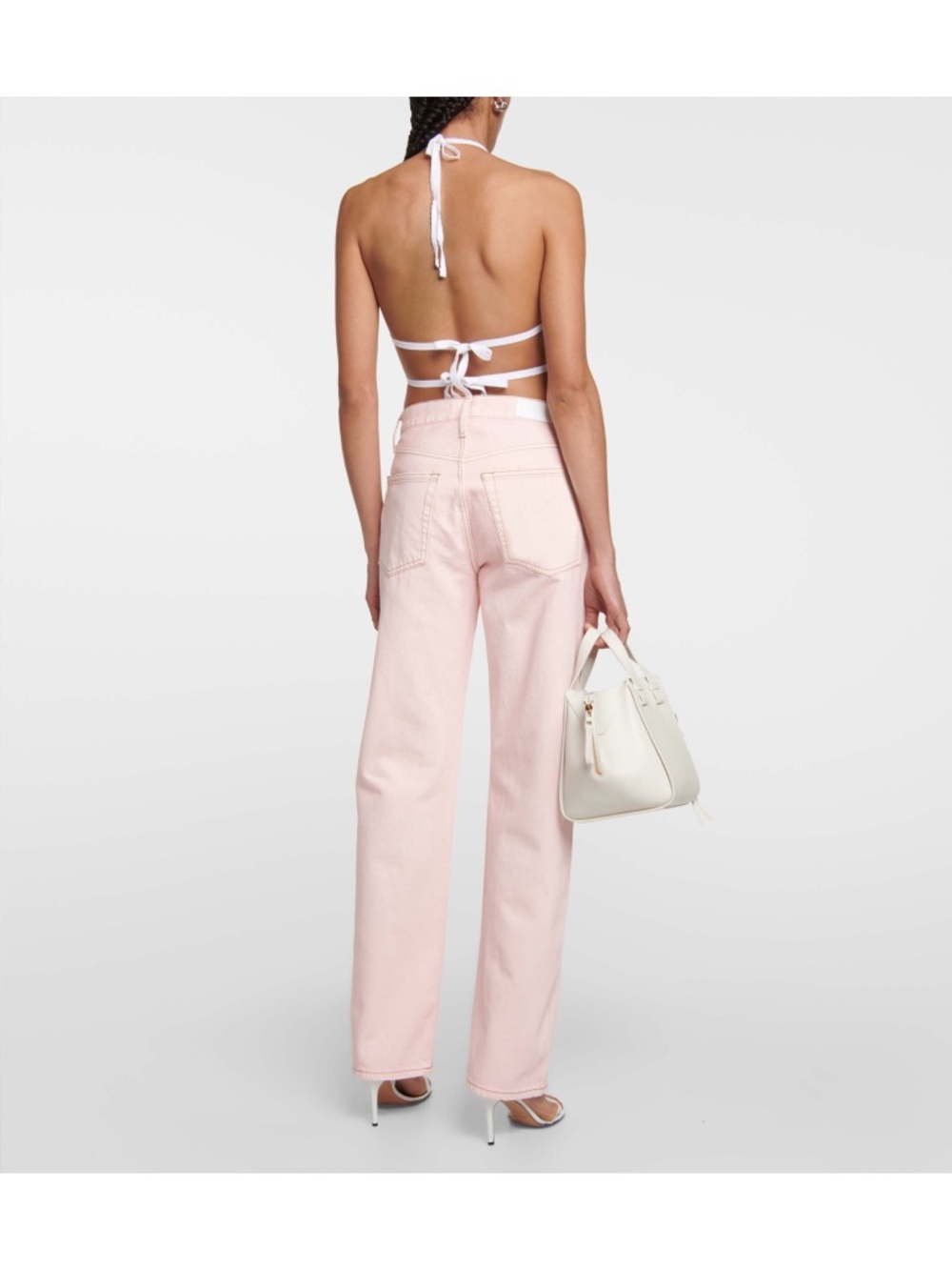 Sz 32 RE/DONE Vtg Inspired Loose Long Wide Leg Denim Jeans In Washed Pink NWT - Picture 8 of 10